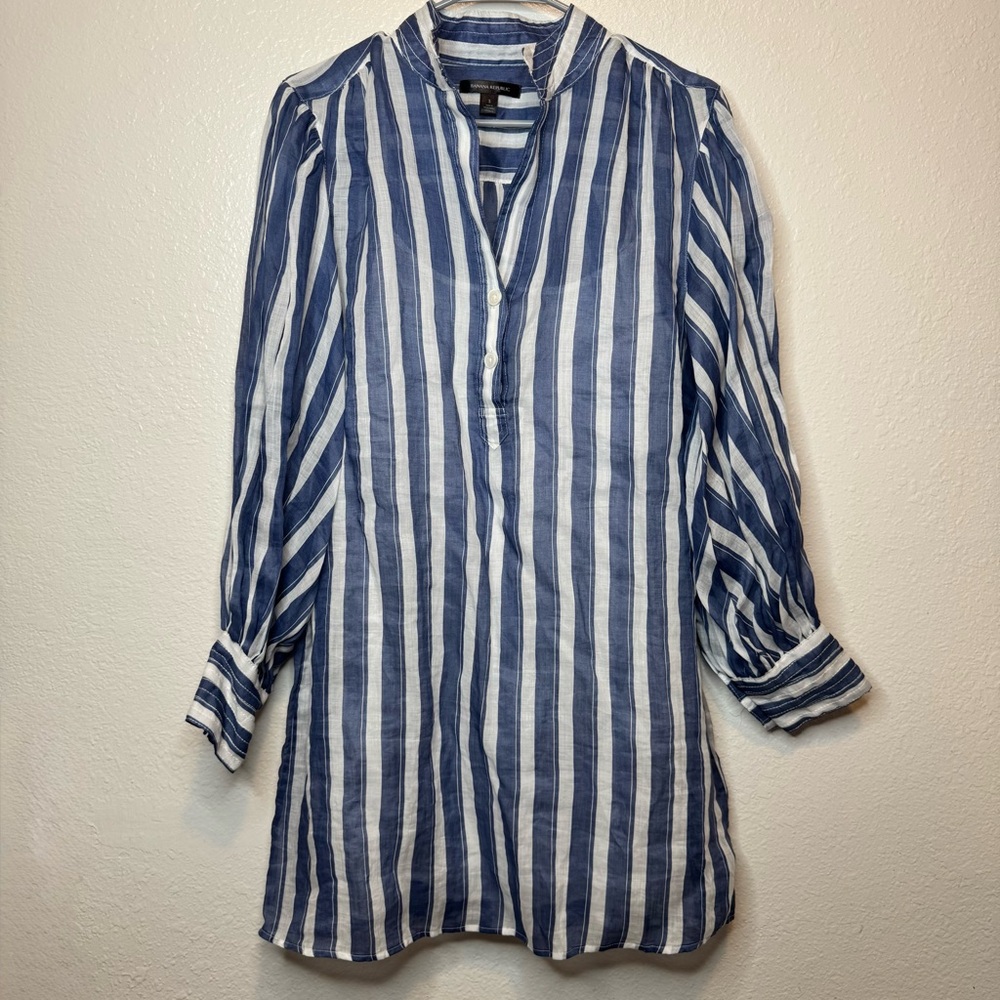 Banana Republic Striped Shirt Dress with Lining Size Small